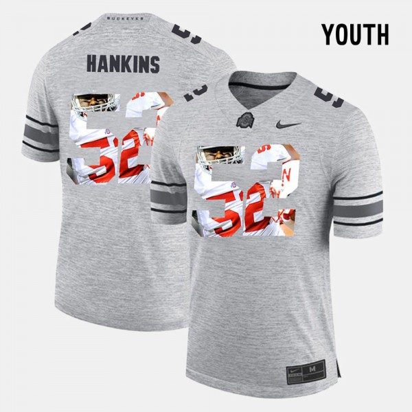 Ohio State Buckeyes Johnathan Hankins Youth #52 Gray Pictorial Gridiron Fashion College Football Jersey 2404ZTWE0